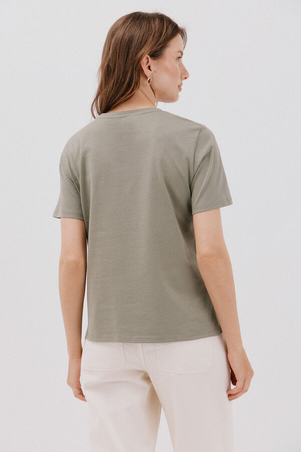 Cortefiel Playera con estampado posicional Kaki