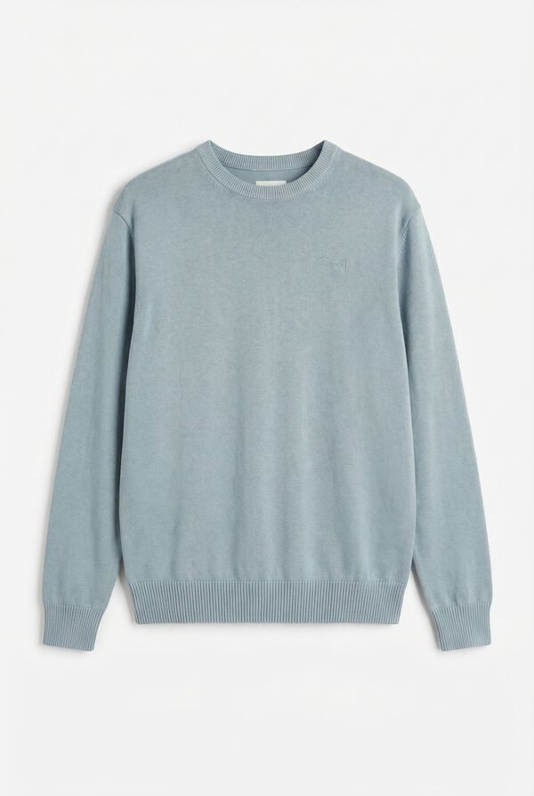OOTO Jersey cuello redondo algod&oacute;n lavado Azul