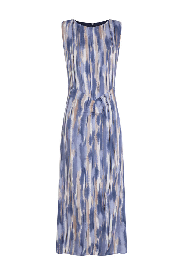 Slowlove Vestido estampado con frunce Estampado azul