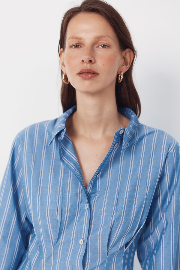 Cortefiel Vestido camisero de rayas Estampado azul