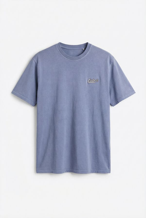 OOTO Camiseta lavada manga corta logo Azul