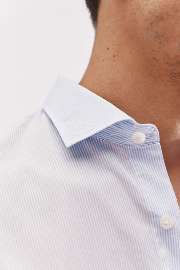 Cortefiel Camisa rayas algod&oacute;n Azul