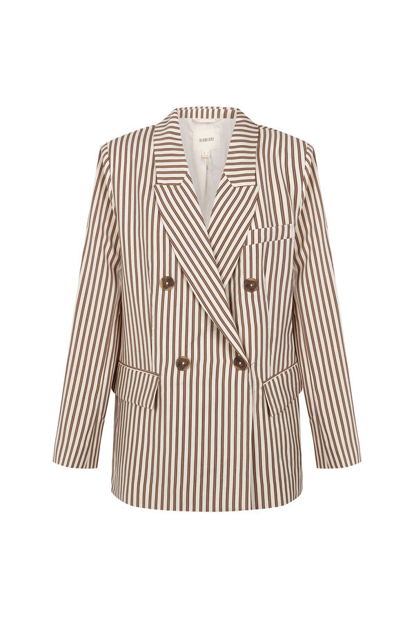 Slowlove Blazer oversized de rayas Estampado marr&oacute;n