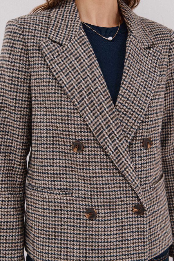 Cortefiel Blazer corta Estampado gris
