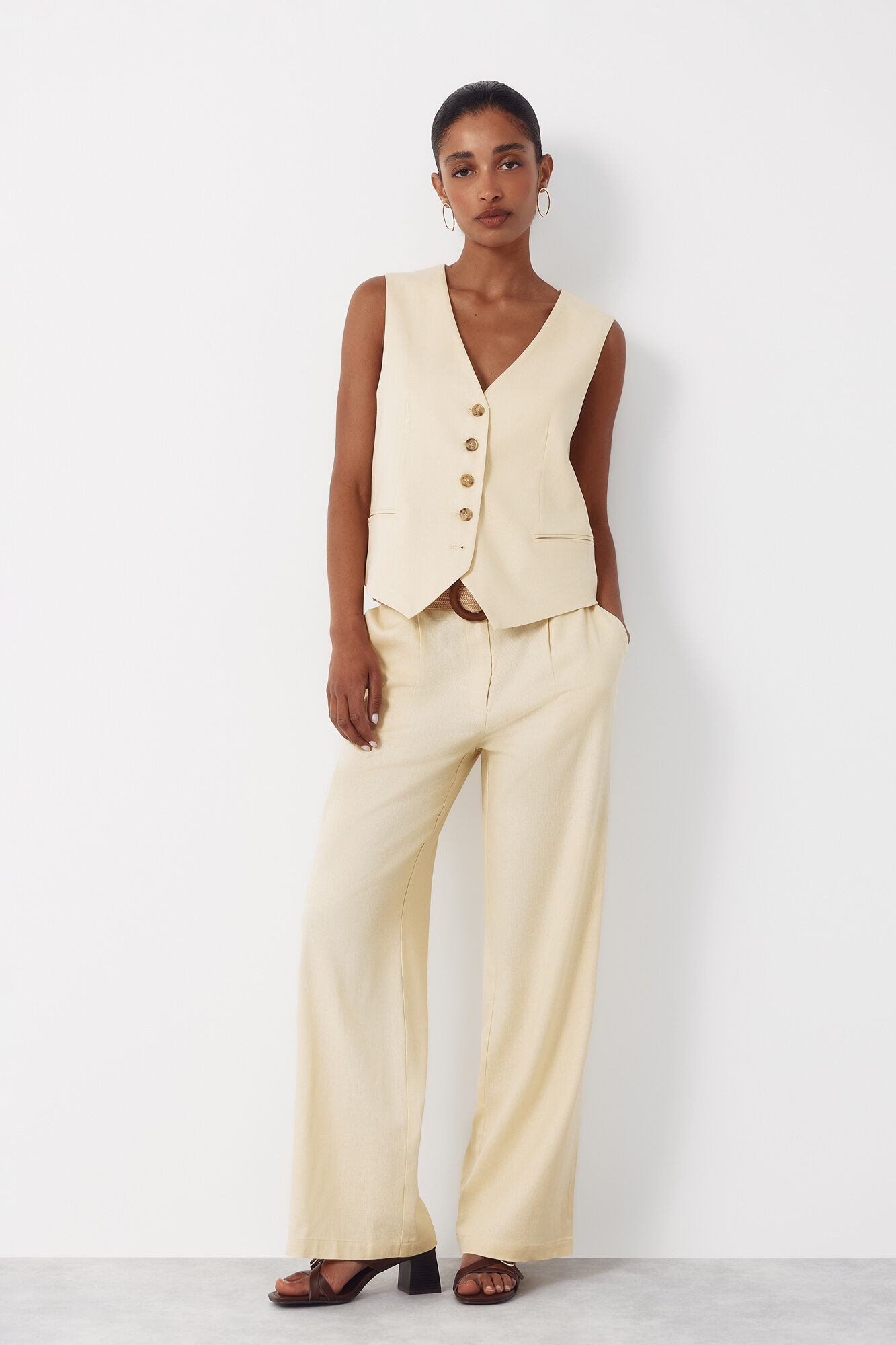 Cortefiel Pantal&oacute;n ancho de lino