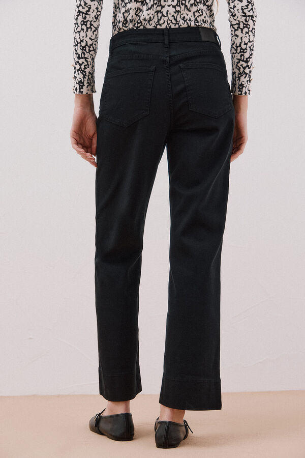 Cortefiel Pantalones palazzo con botones Negro