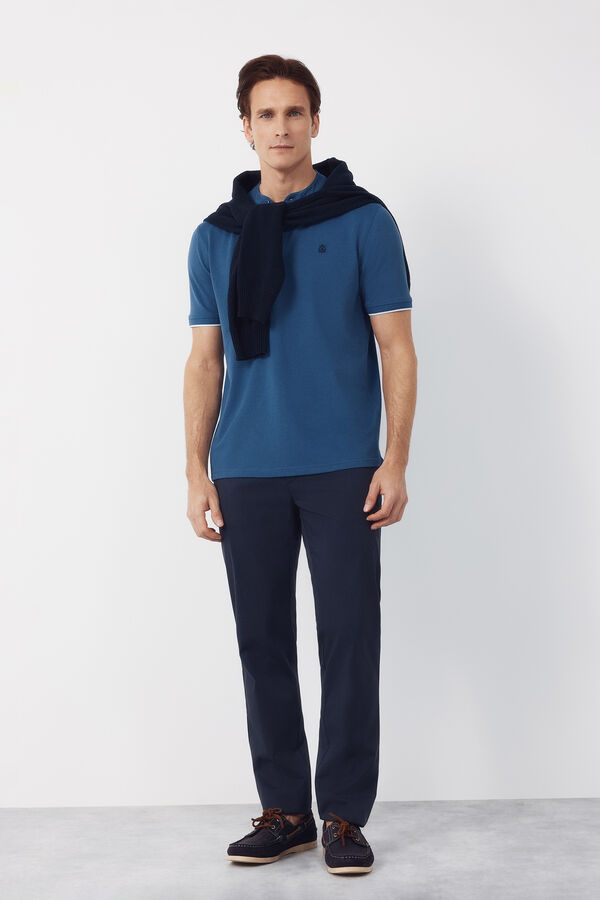 Cortefiel Polo cuello mao Azul