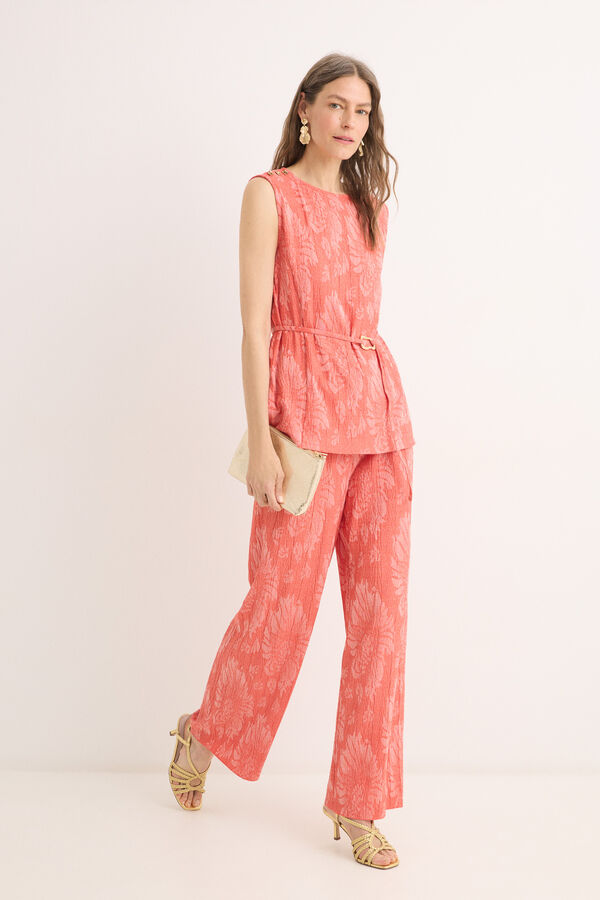 Cortefiel Pantal&oacute;n largo recto Coral