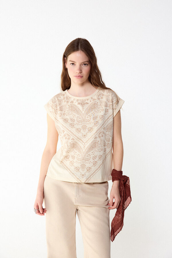 Slowlove Playera estampado bandana Marfil