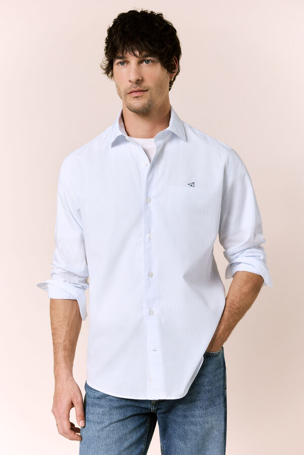 OOTO Camisa popel&iacute;n manga larga Azul