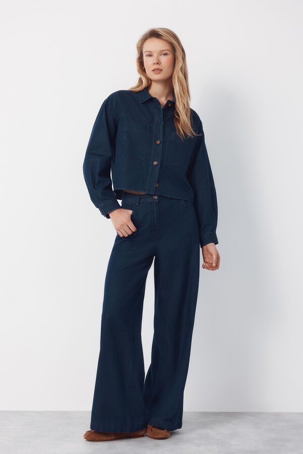 Cortefiel Camisa de mezclilla suave Azul