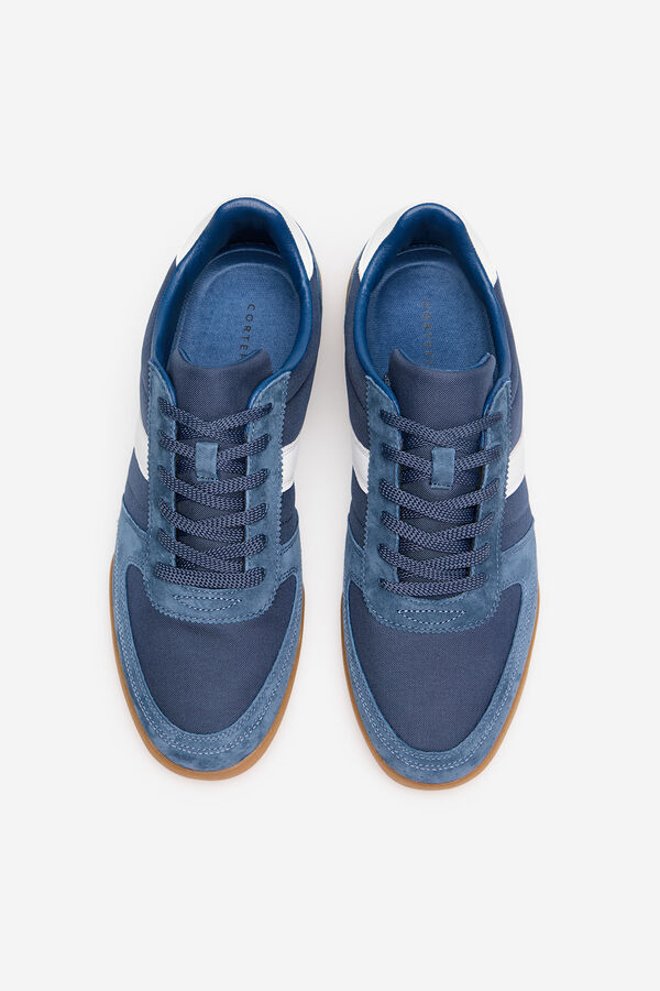 Cortefiel Zapatilla piel y textil Azul