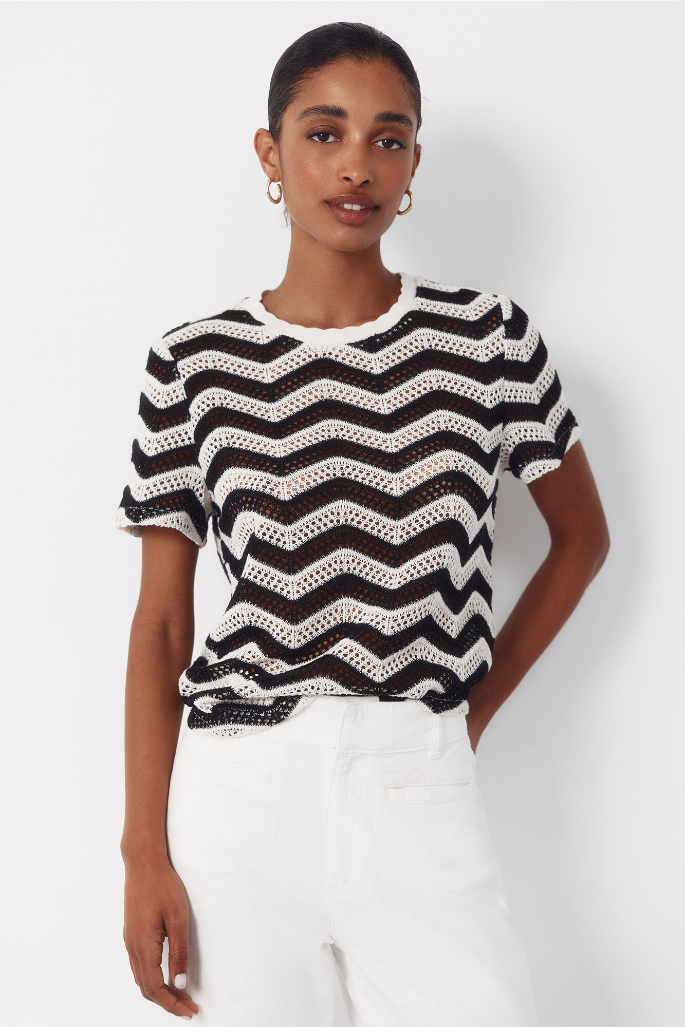 Cortefiel Top de crochet zigzag