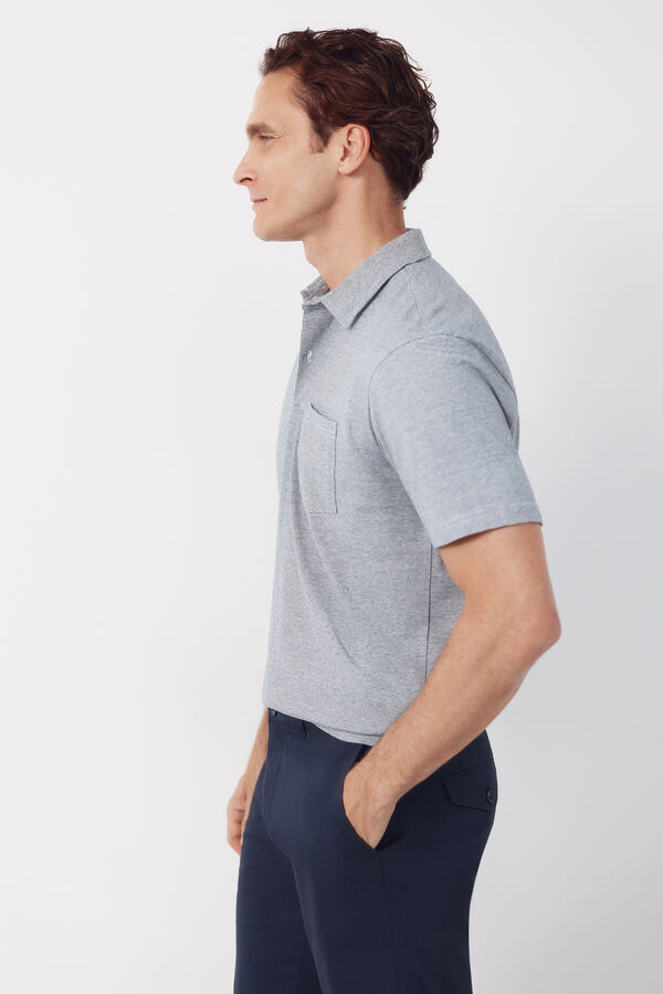 Cortefiel Polo rayas bolsillo Gris