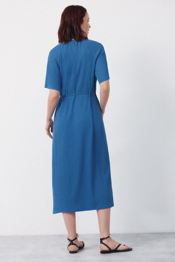 Cortefiel Vestido con cintur&oacute;n estructurado Azul