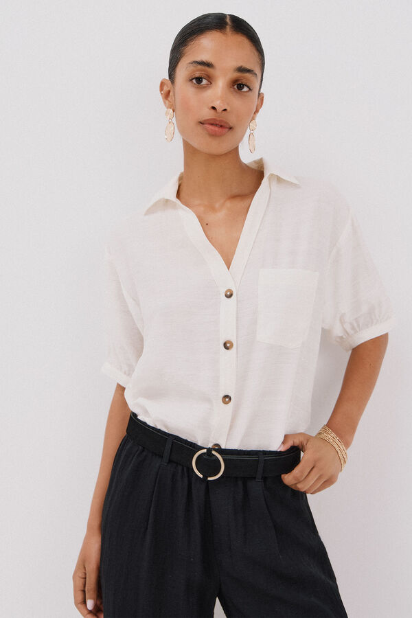 Cortefiel Camisa estampado animal Blanco