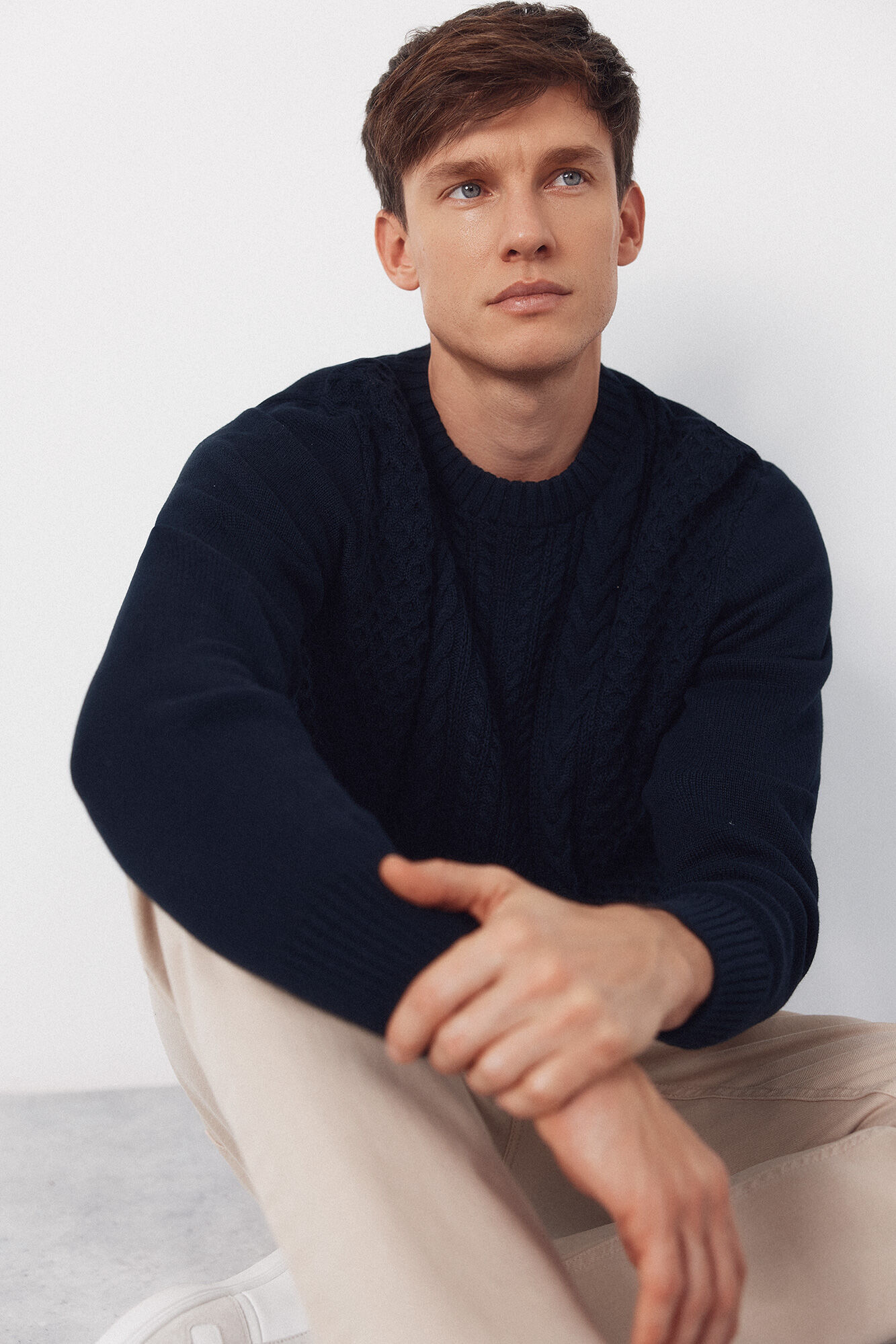 Cortefiel Jersey punto estructura cables cuello redondo