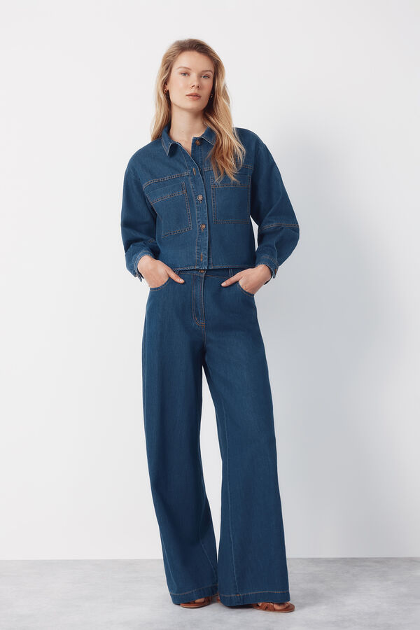 Cortefiel Camisa de mezclilla suave Azul