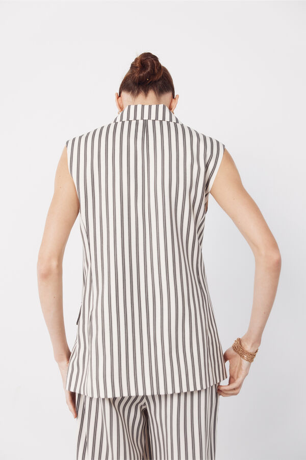 Cortefiel Chaleco de rayas Estampado blanco