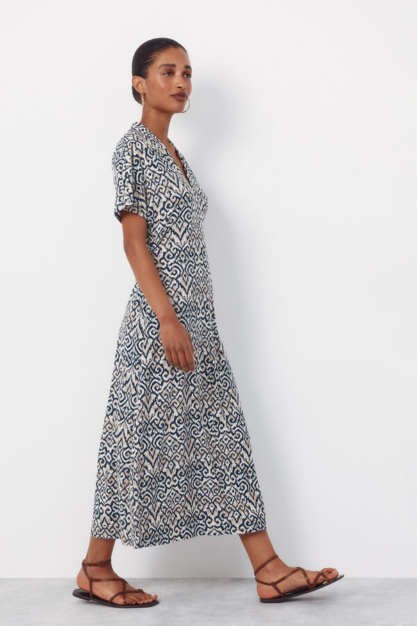 Cortefiel Vestido estampado Estampado beige