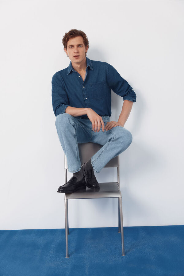 Cortefiel Camisa denim Azul marino