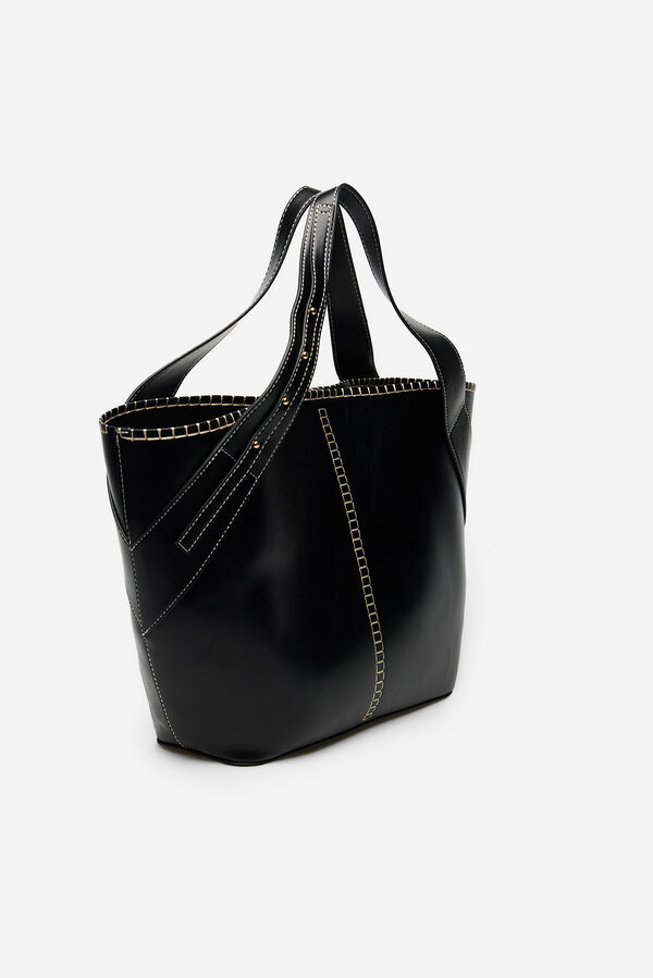 Cortefiel Bolsa de playa con pespuntes Negro