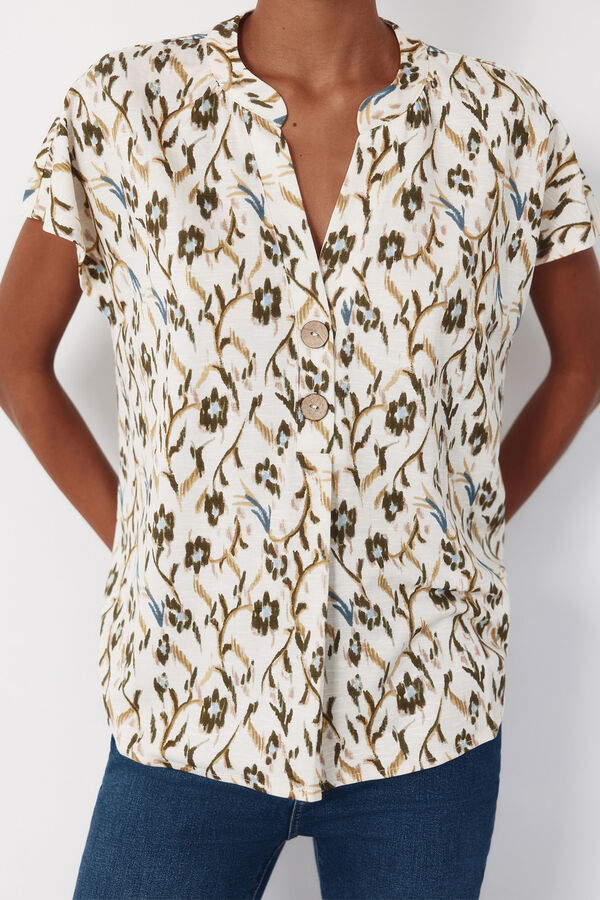 Cortefiel Blusa c&oacute;moda Estampado verde