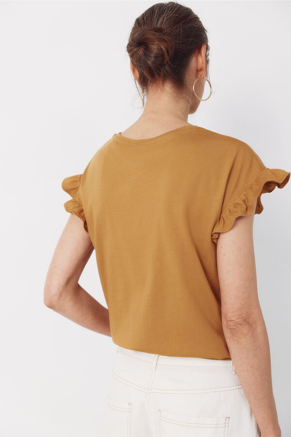 Cortefiel Playera b&aacute;sica con volante Dorado
