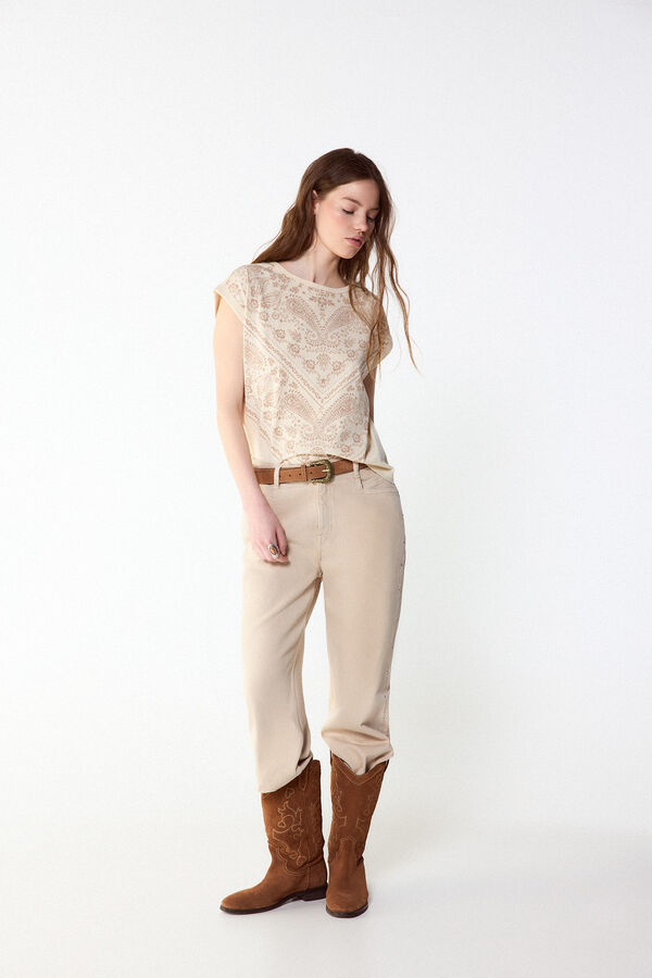 Slowlove Playera estampado bandana Marfil