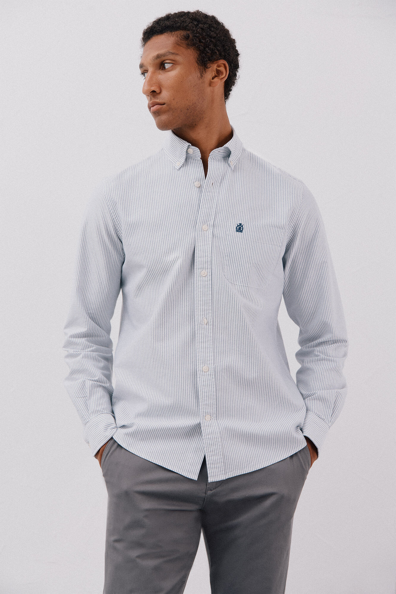 Cortefiel Camisa oxford de raya candela