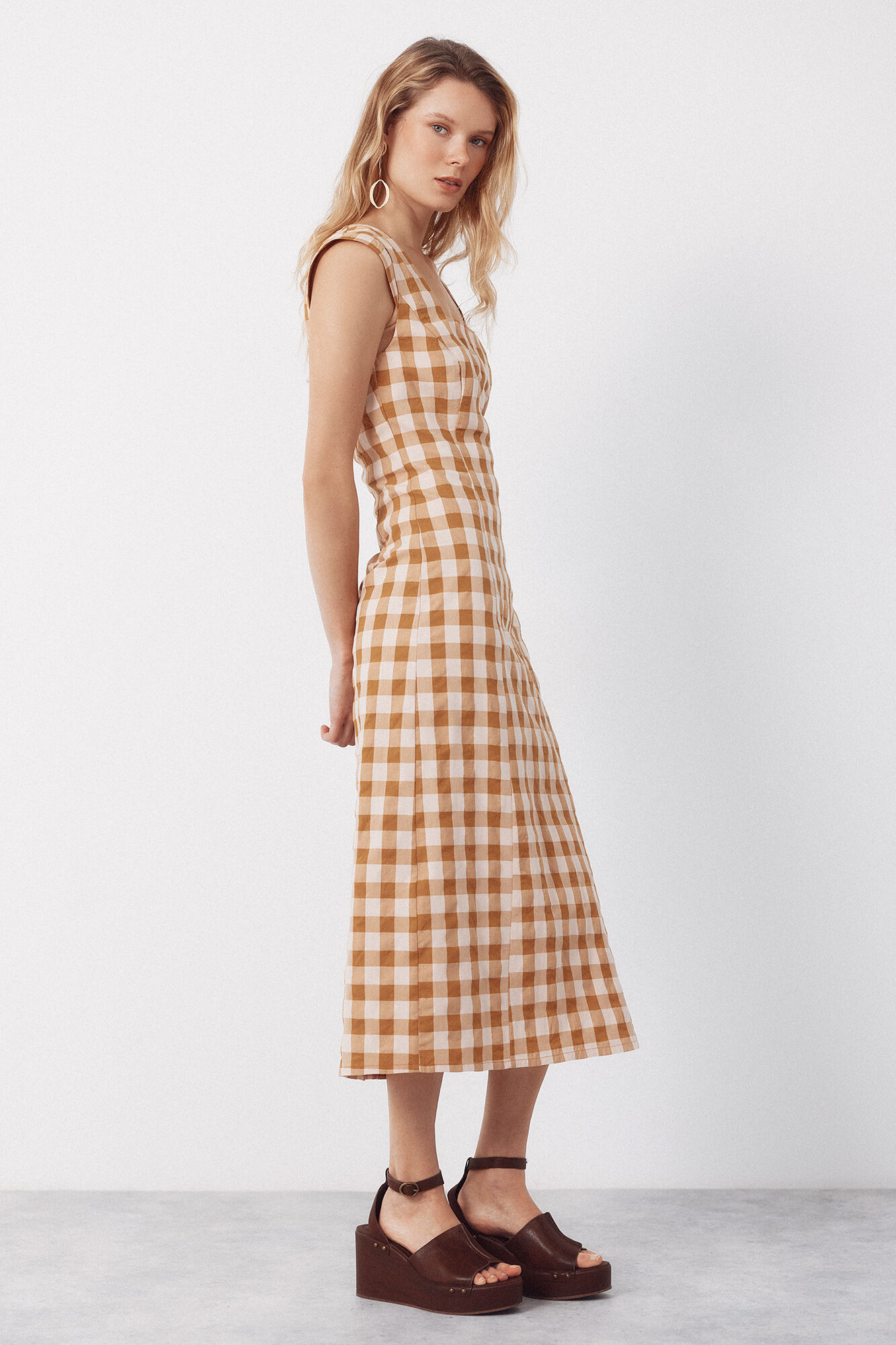 Cortefiel Vestido entallado estampado vichy
