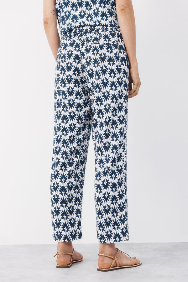 Cortefiel Pantal&oacute;n fluido estampado Estampado azul