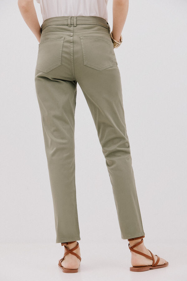 Cortefiel Pantalones pitillo crop color Kaki