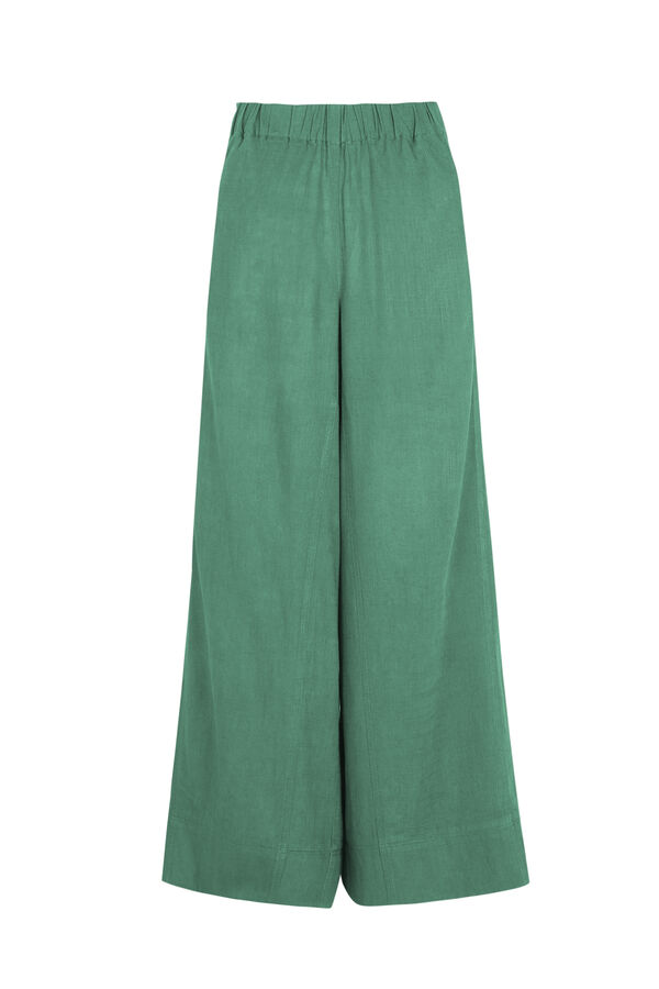 Slowlove Pantal&oacute;n ancho de lino lavado Kaki