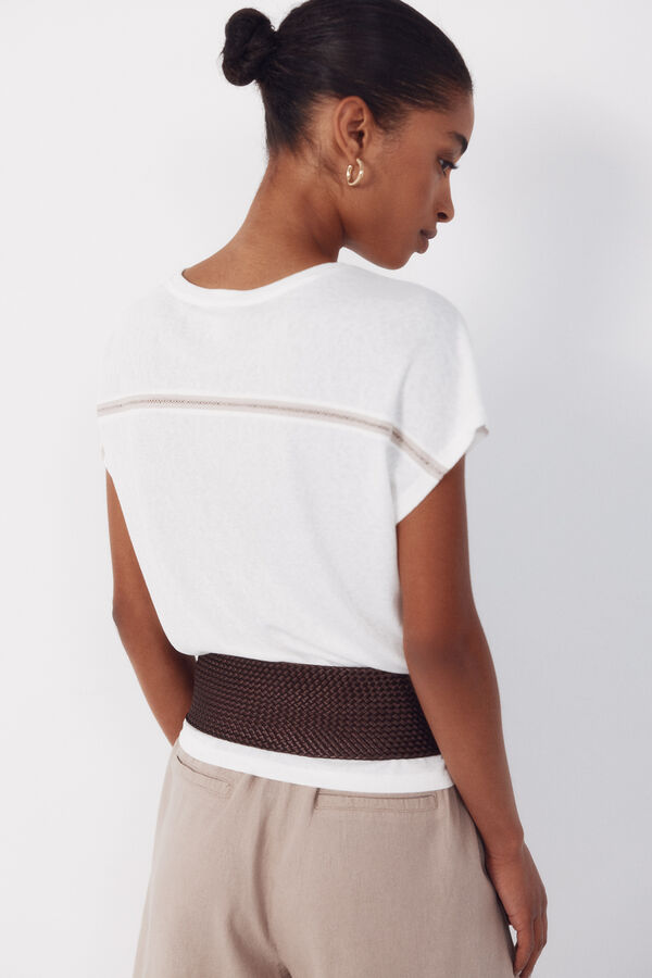Cortefiel Playera con vainicas Blanco