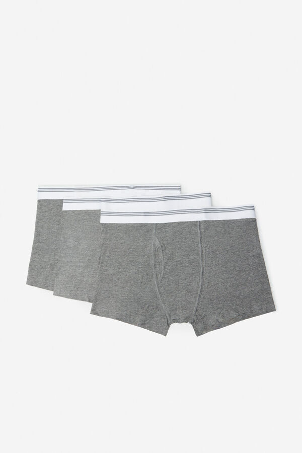 Cortefiel Pack de 3 b&oacute;xers de tejido Gris