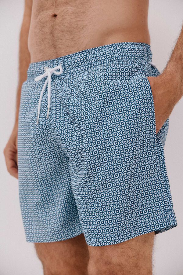 Cortefiel Ba&ntilde;ador estampado geom&eacute;trico circulos Azul marino