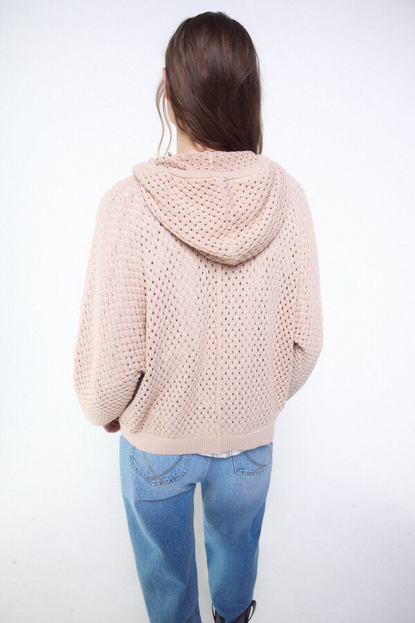 Slowlove Su&eacute;ter calado con capucha Arena