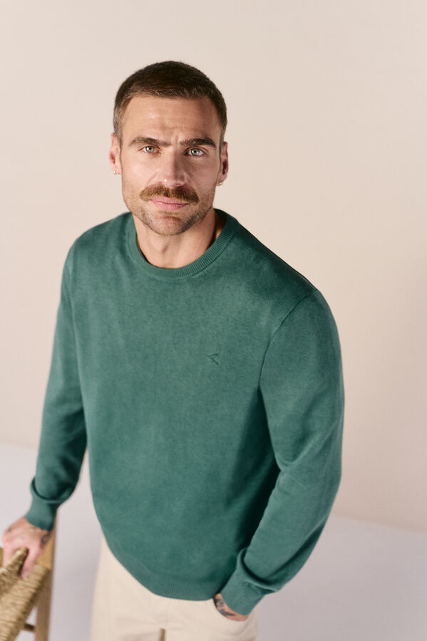 OOTO Jersey cuello redondo algod&oacute;n lavado Verde
