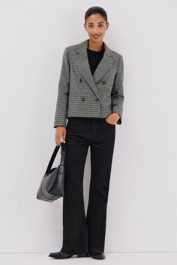 Cortefiel Blazer corta Estampado verde