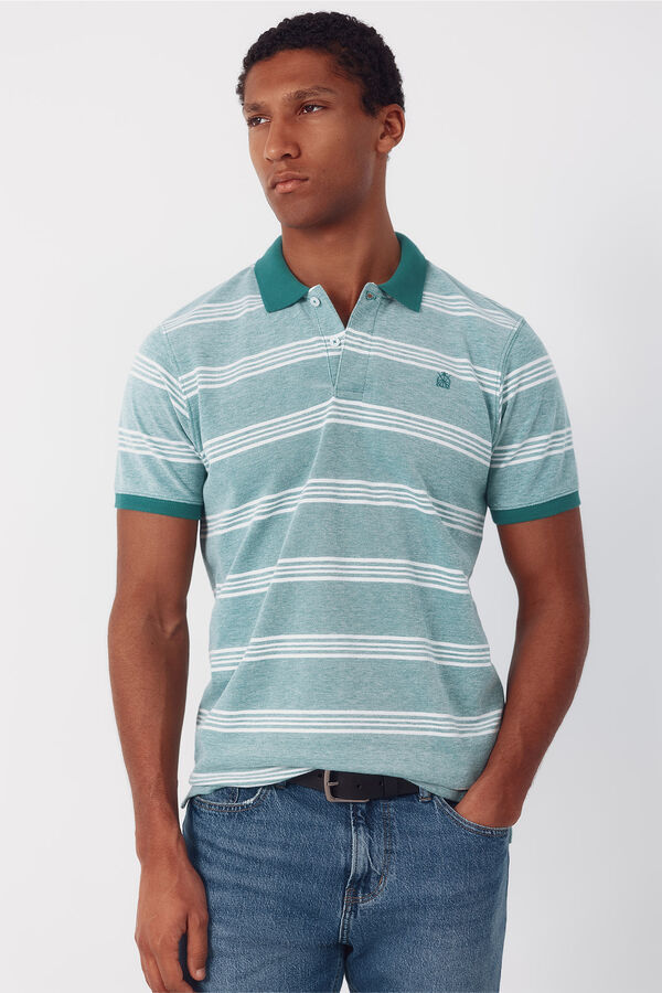 Cortefiel Polo oxford de rayas Verde