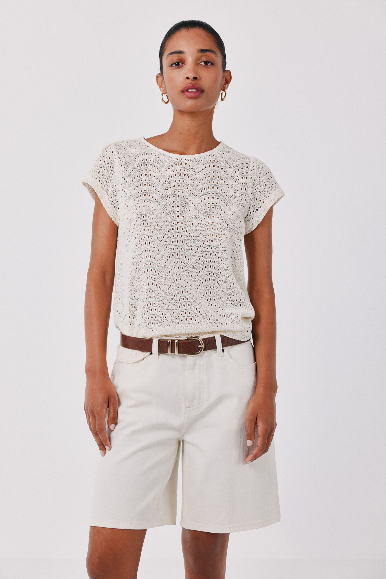 Cortefiel Playera de crochet bordado