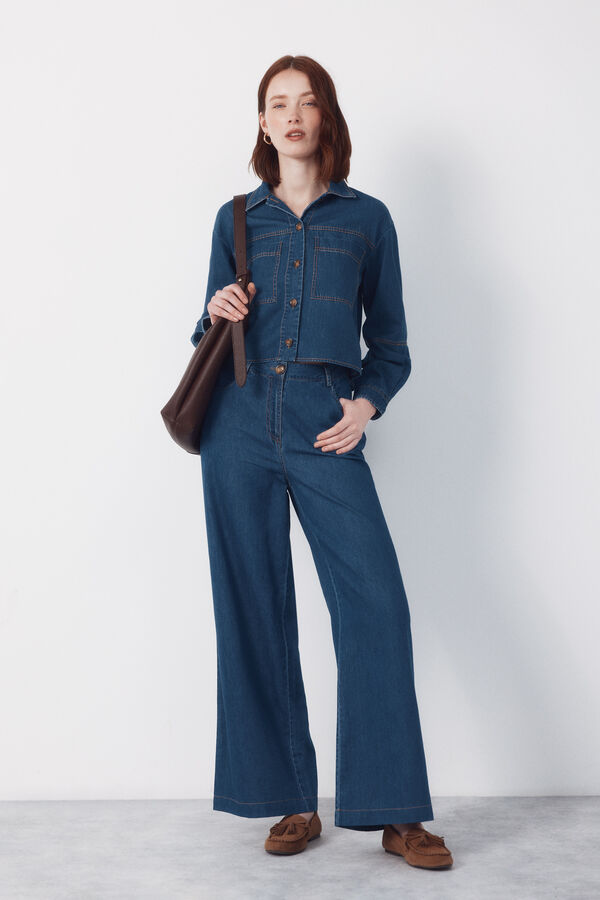 Cortefiel Camisa de mezclilla suave Azul