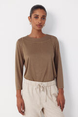 Cortefiel Playera con detalle de vainicas Kaki