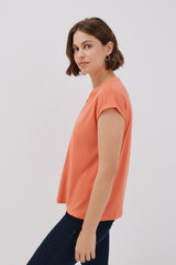 Cortefiel Playera b&aacute;sica cuello mao Coral
