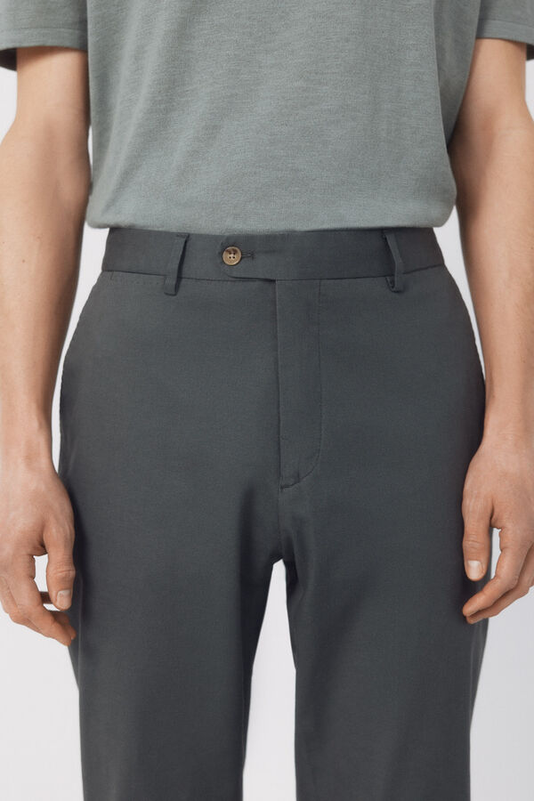 Cortefiel Pantal&oacute;n traje coordinado mezcla lino Kaki