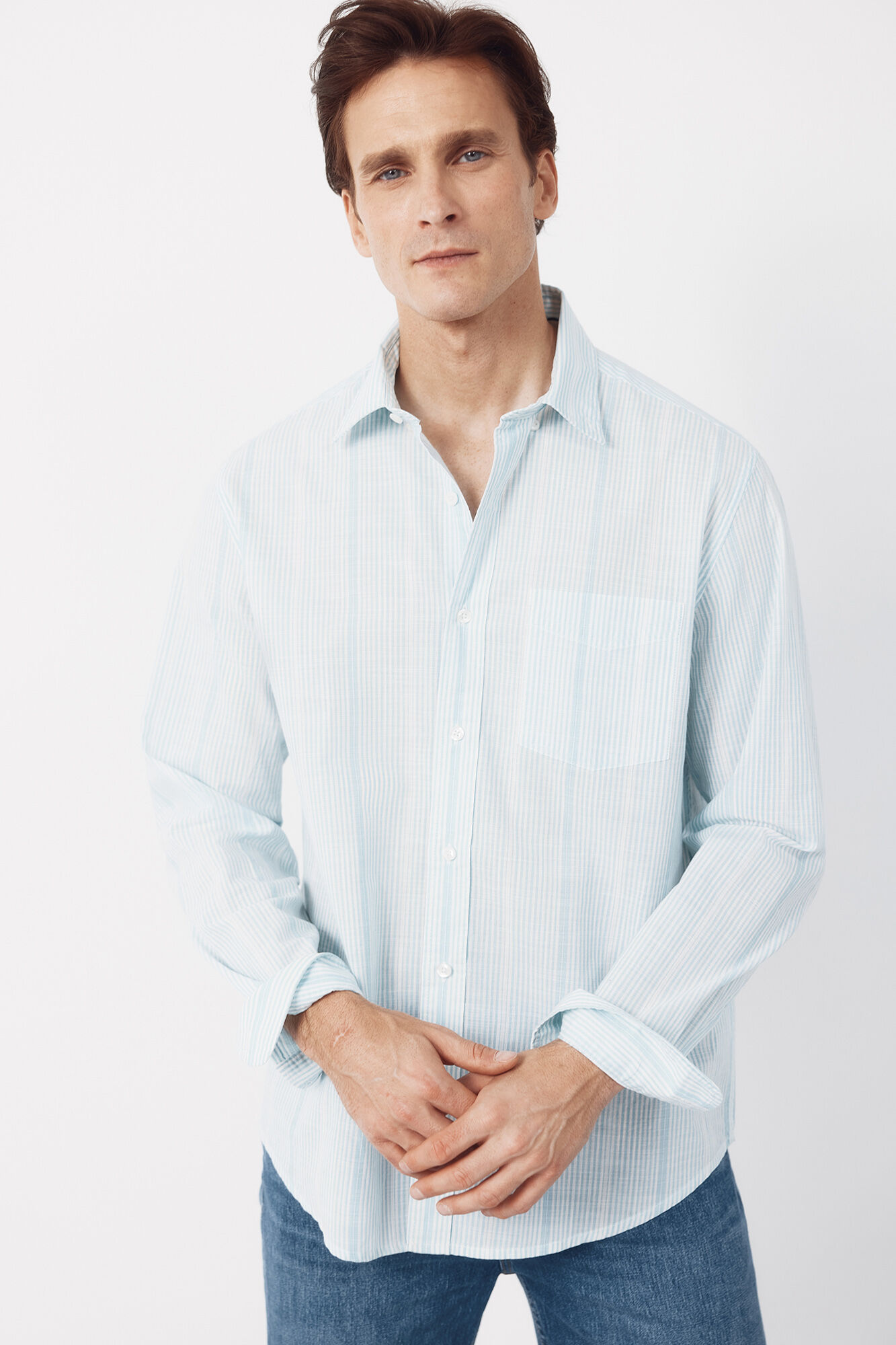 Cortefiel Camisa rayas algod&oacute;n slub