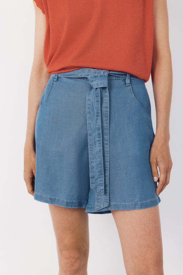 Cortefiel Bermudas fluidas de tencel Azul