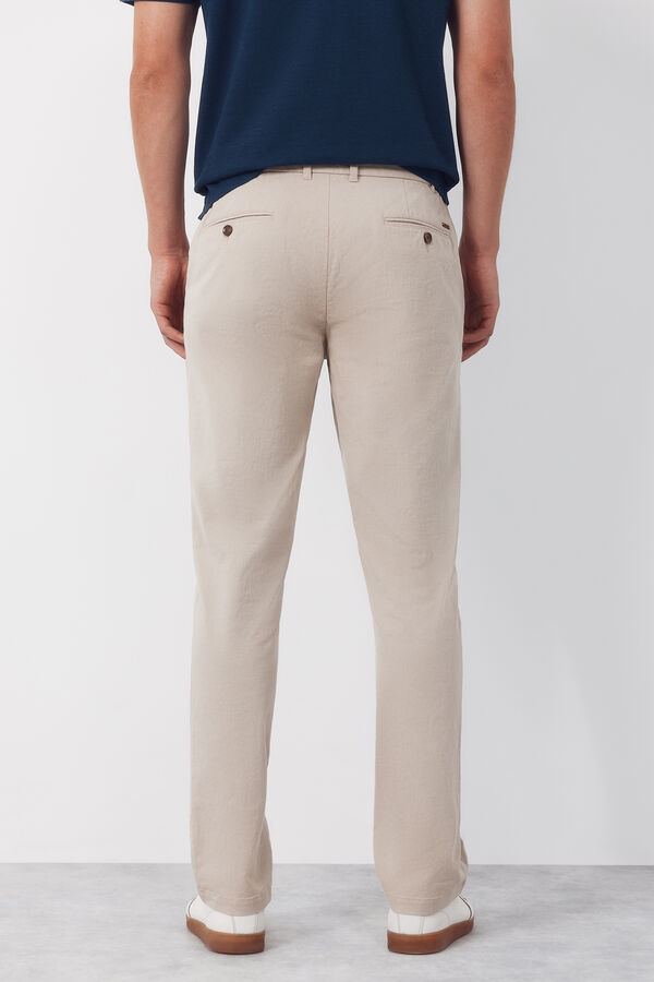 Cortefiel Pantal&oacute;n chino algod&oacute;n-lino regular Beige