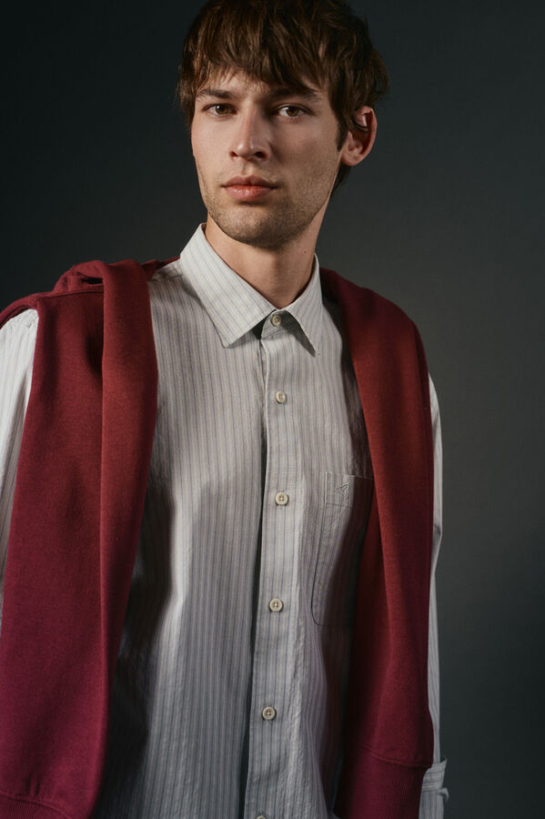 OOTO Camisa rayas estructura Azul